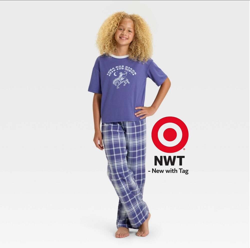 Leveret Kids Two Piece Thermal Pajamas Solid Purple - Size Large